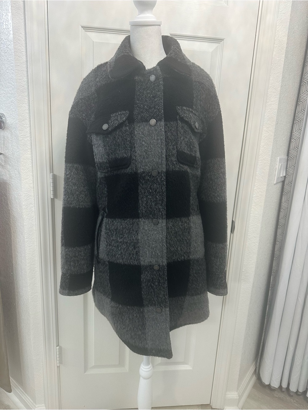 Lucky Brand Plaid Sherpa Teddy Jacket Coat Medium EUC